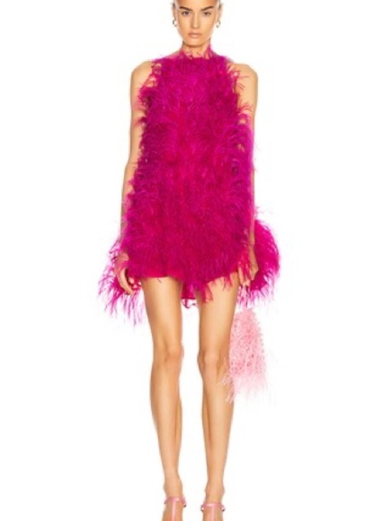cult gaia Dresses & Skirts - cult gaia fuchsia feathered mini dress